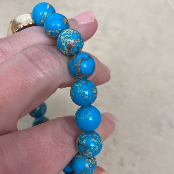 Turquoise and druzy stretch bracelets - Picture 4 of 5